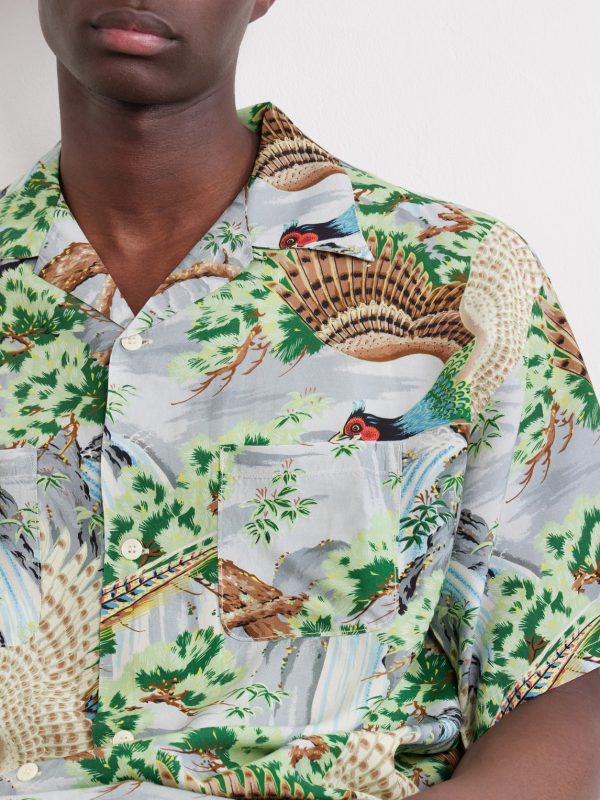 Camp-Collar Printed Voile Shirt - CU