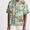 Camp-Collar Printed Voile Shirt - FR