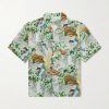 Camp-Collar Printed Voile Shirt