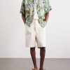 Camp-Collar Printed Voile Shirt - OU