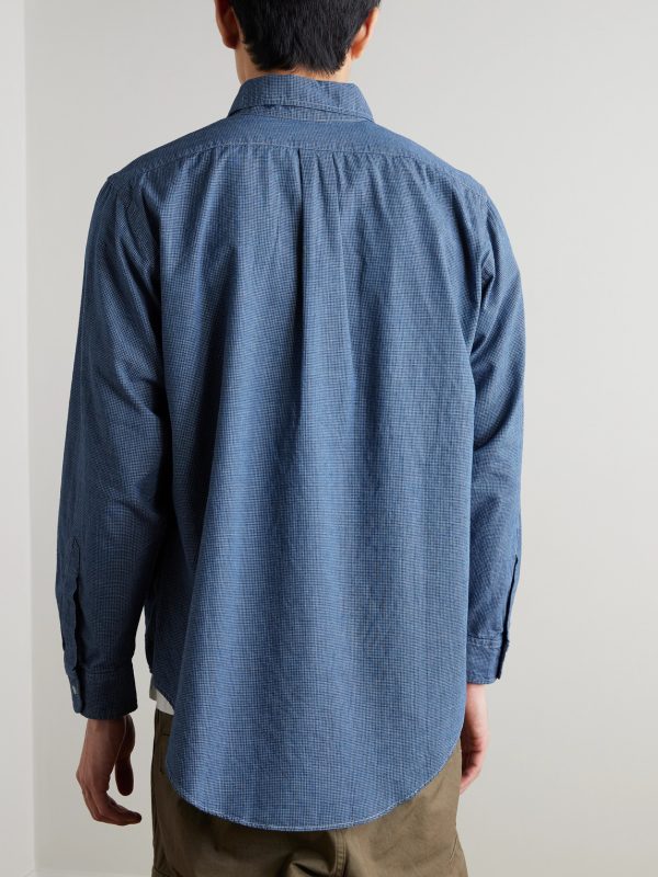 Button-Down Collar Checked Cotton-Chambray Shirt - BK Button-Down Collar Checked Cotton-Chambray Shirt - BK