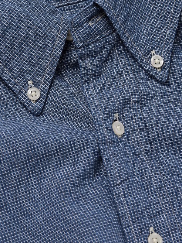 Button-Down Collar Checked Cotton-Chambray Shirt - CU Button-Down Collar Checked Cotton-Chambray Shirt - CU