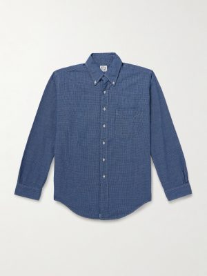 Button-Down Collar Checked Cotton-Chambray Shirt Button-Down Collar Checked Cotton-Chambray Shirt