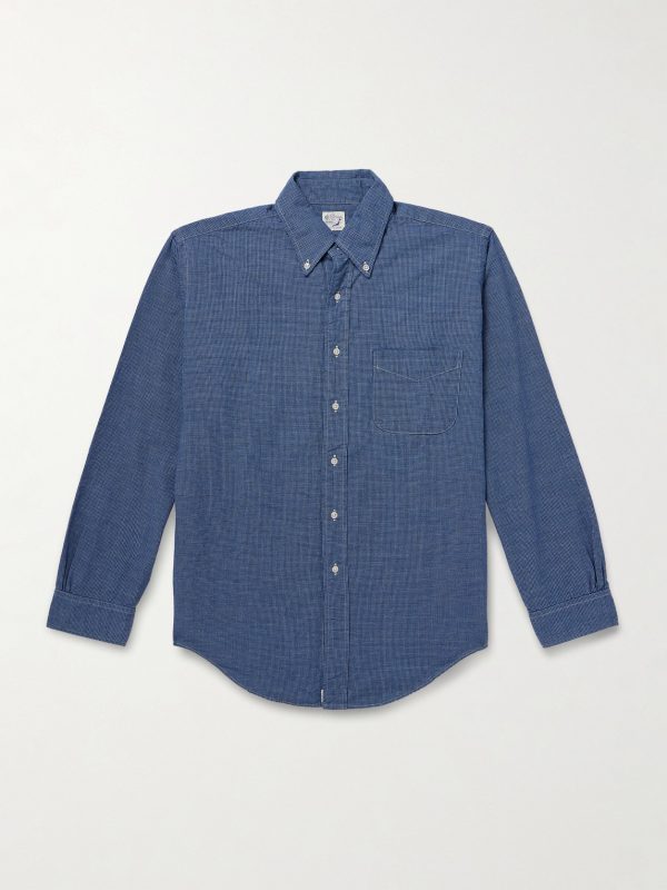 Button-Down Collar Checked Cotton-Chambray Shirt Button-Down Collar Checked Cotton-Chambray Shirt