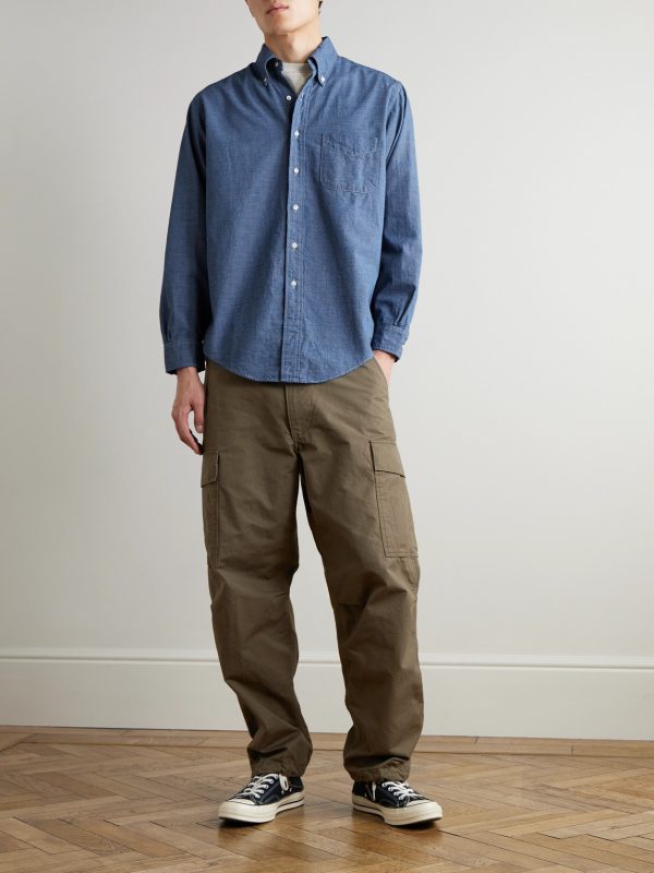 Button-Down Collar Checked Cotton-Chambray Shirt - OU Button-Down Collar Checked Cotton-Chambray Shirt - OU