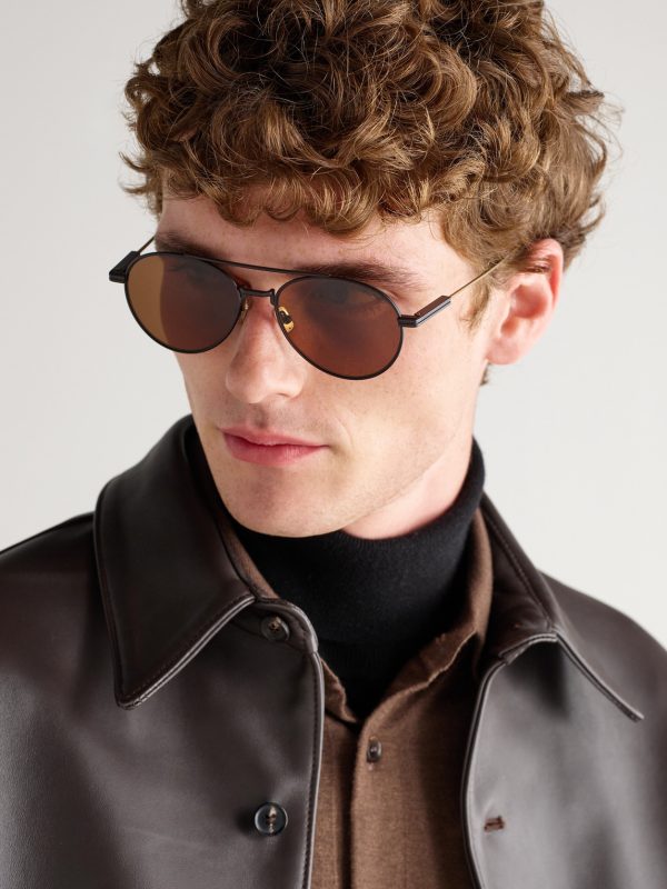 Aviator-Style Two-Tone Titanium Sunglasses - OU Aviator-Style Two-Tone Titanium Sunglasses - OU