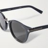 Round-Frame Acetate and Gunmetal-Tone Sunglasses - CU