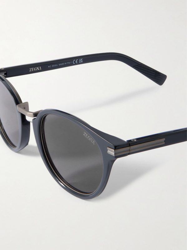Round-Frame Acetate and Gunmetal-Tone Sunglasses - CU