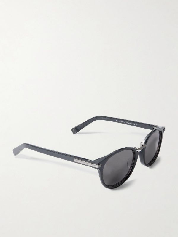 Round-Frame Acetate and Gunmetal-Tone Sunglasses - FR