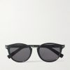 Round-Frame Acetate and Gunmetal-Tone Sunglasses