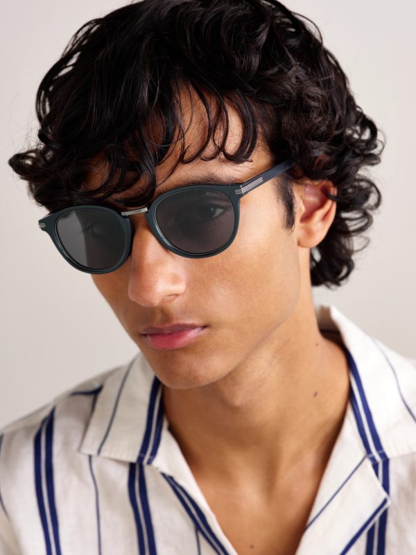 Round-Frame Acetate and Gunmetal-Tone Sunglasses - OU