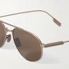 Aviator-Style Bronze-Tone Polarised Sunglasses - CU