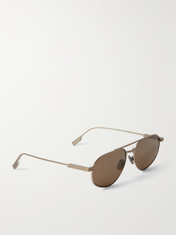 Aviator-Style Bronze-Tone Polarised Sunglasses - FR