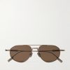Aviator-Style Bronze-Tone Polarised Sunglasses