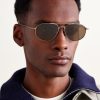Aviator-Style Bronze-Tone Polarised Sunglasses - OU