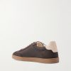 Coda di Rondine Leather-Trimmed Waxed-Suede Sneakers - BK Coda di Rondine Leather-Trimmed Waxed-Suede Sneakers - BK
