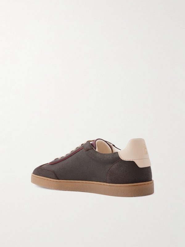 Coda di Rondine Leather-Trimmed Waxed-Suede Sneakers - BK Coda di Rondine Leather-Trimmed Waxed-Suede Sneakers - BK