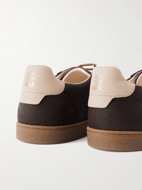 Coda di Rondine Leather-Trimmed Waxed-Suede Sneakers - CU Coda di Rondine Leather-Trimmed Waxed-Suede Sneakers - CU