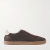 Coda di Rondine Leather-Trimmed Waxed-Suede Sneakers Coda di Rondine Leather-Trimmed Waxed-Suede Sneakers