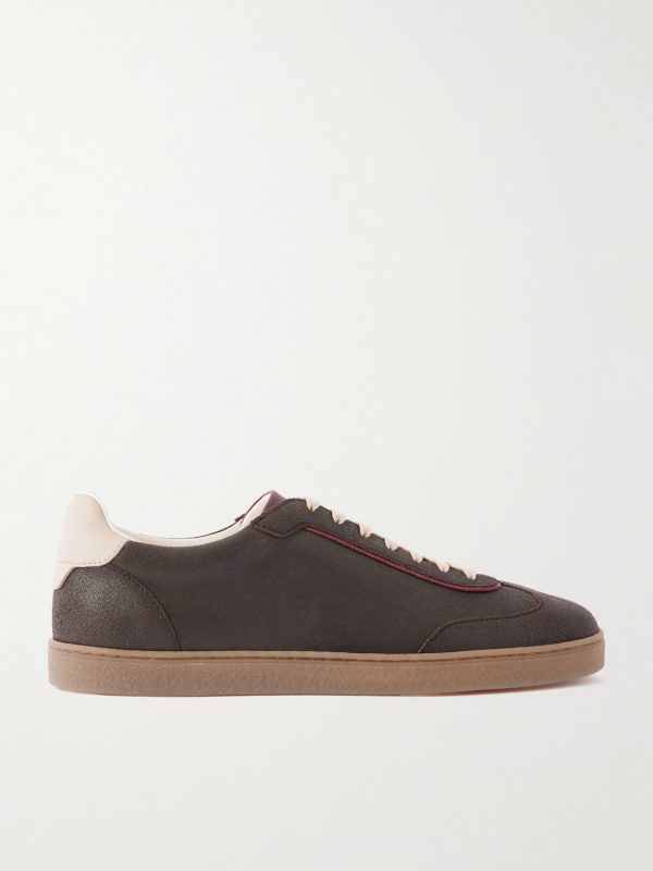 Coda di Rondine Leather-Trimmed Waxed-Suede Sneakers Coda di Rondine Leather-Trimmed Waxed-Suede Sneakers