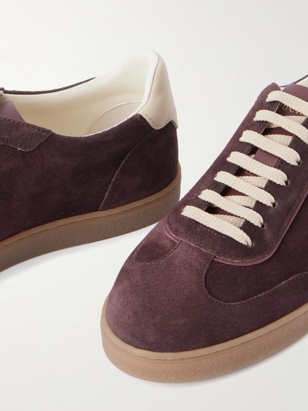 Coda di Rondine Leather-Trimmed Waxed-Suede Sneakers - CU Coda di Rondine Leather-Trimmed Waxed-Suede Sneakers - CU