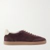 Coda di Rondine Leather-Trimmed Waxed-Suede Sneakers Coda di Rondine Leather-Trimmed Waxed-Suede Sneakers