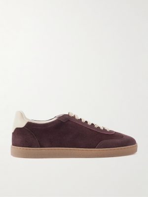 Coda di Rondine Leather-Trimmed Waxed-Suede Sneakers