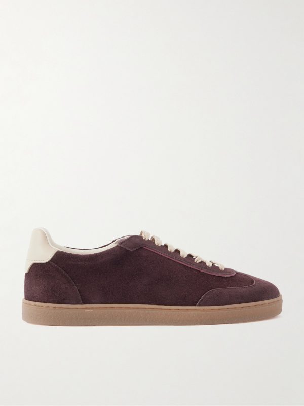 Coda di Rondine Leather-Trimmed Waxed-Suede Sneakers Coda di Rondine Leather-Trimmed Waxed-Suede Sneakers