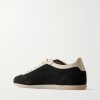 Leather-Trimmed Suede Sneakers - BK Leather-Trimmed Suede Sneakers - BK