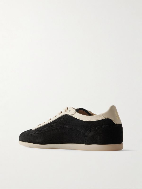Leather-Trimmed Suede Sneakers - BK Leather-Trimmed Suede Sneakers - BK