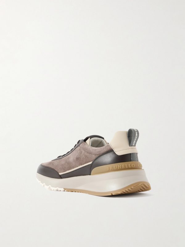 Leather-Trimmed Suede Sneakers - BK Leather-Trimmed Suede Sneakers - BK