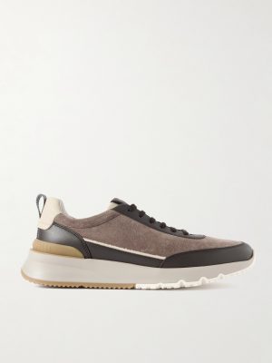 Leather-Trimmed Suede Sneakers Leather-Trimmed Suede Sneakers