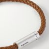 7G Sterling Silver Woven Leather Bracelet - CU 7G Sterling Silver Woven Leather Bracelet - CU