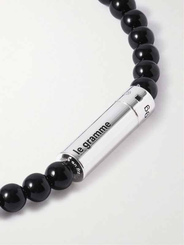 11g Sterling Silver and Onyx Beaded Bracelet - CU