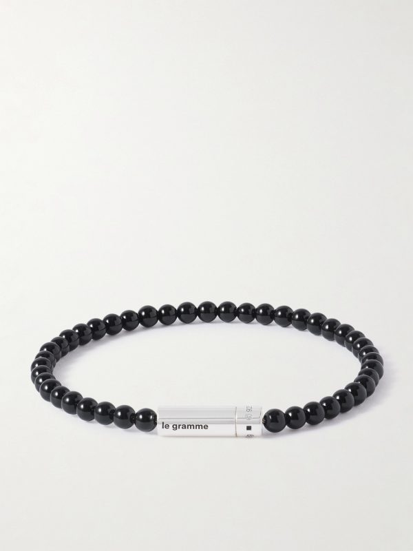 11g Sterling Silver and Onyx Beaded Bracelet