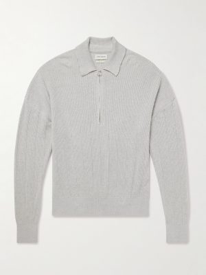 Brice Ribbed Organic Cotton and Merino Wool-Blend Half-Zip Sweater Brice Ribbed Organic Cotton and Merino Wool-Blend Half-Zip Sweater