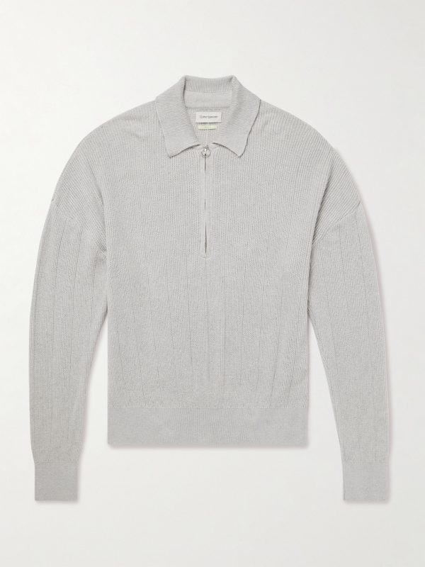 Brice Ribbed Organic Cotton and Merino Wool-Blend Half-Zip Sweater Brice Ribbed Organic Cotton and Merino Wool-Blend Half-Zip Sweater
