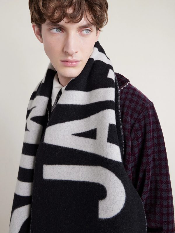 Logo-Intarsia Fringed Wool Scarf - OU Logo-Intarsia Fringed Wool Scarf - OU