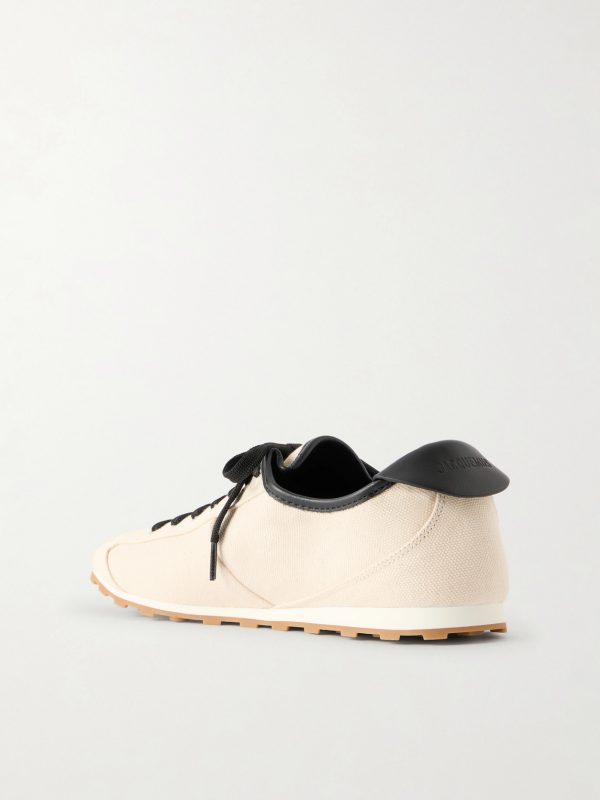 Les Tennis Leather-Trimmed Canvas Sneakers - BK