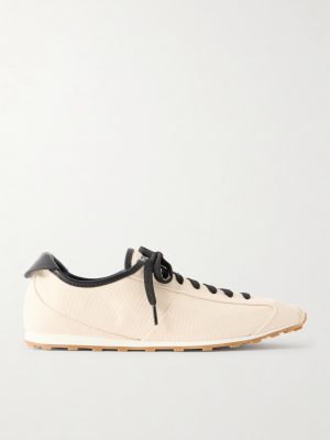 Les Tennis Leather-Trimmed Canvas Sneakers Les Tennis Leather-Trimmed Canvas Sneakers