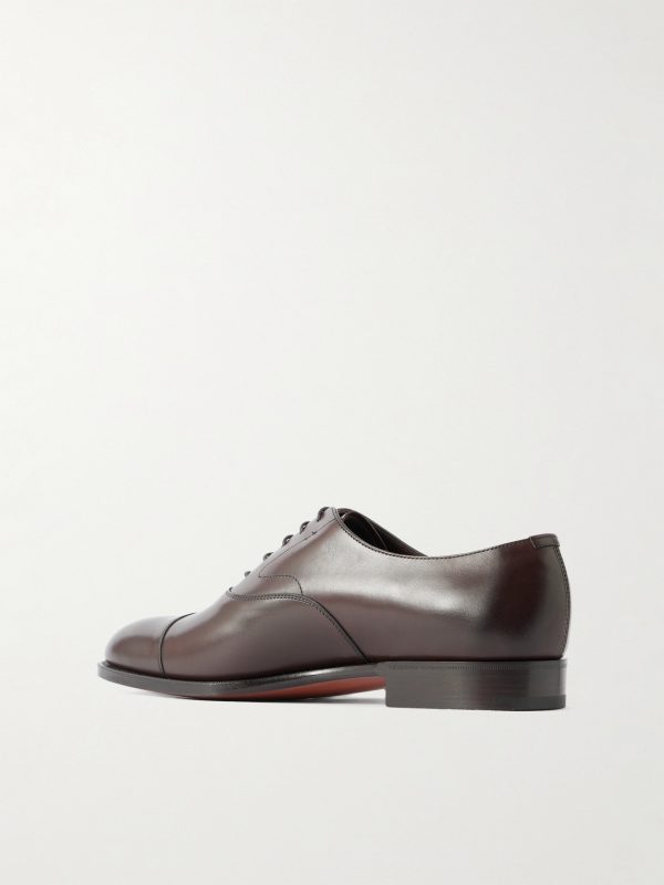 Chelsea Cap-Toe Burnished-Leather Oxford Shoes - BK