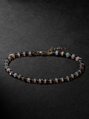 Soleil 14-Karat Gold, Opal and Quartz Bracelet