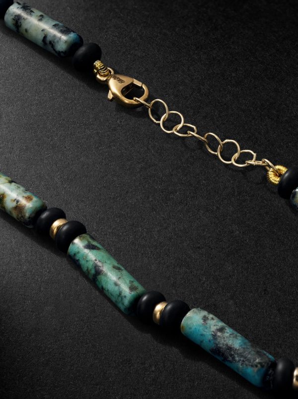 14-Karat Gold, Turquoise and Onyx Bracelet - BK