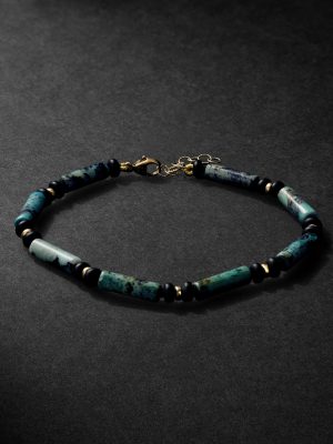 14-Karat Gold, Turquoise and Onyx Bracelet 14-Karat Gold, Turquoise and Onyx Bracelet