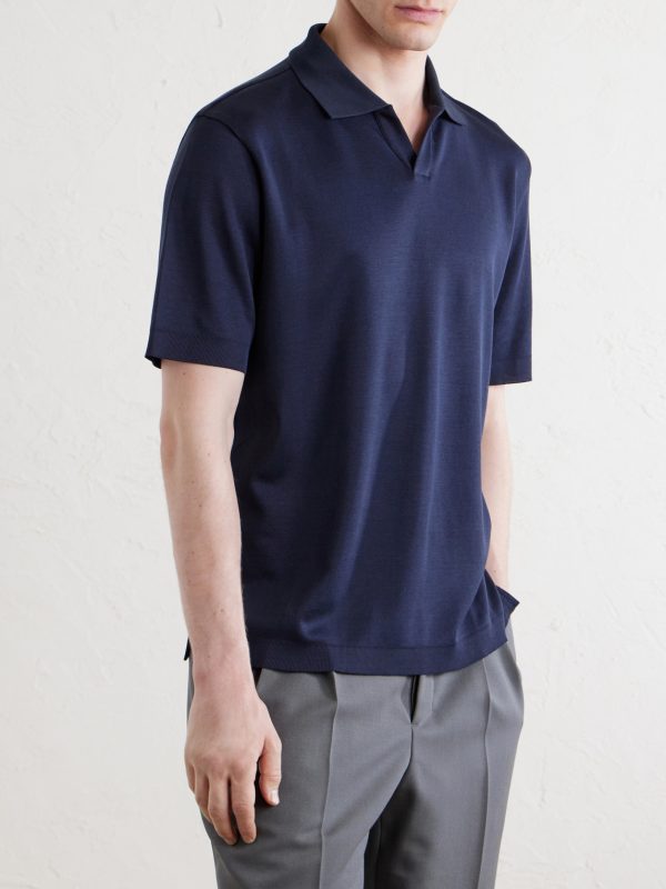 Open-Collar Cotton Polo Shirt - FR Open-Collar Cotton Polo Shirt - FR