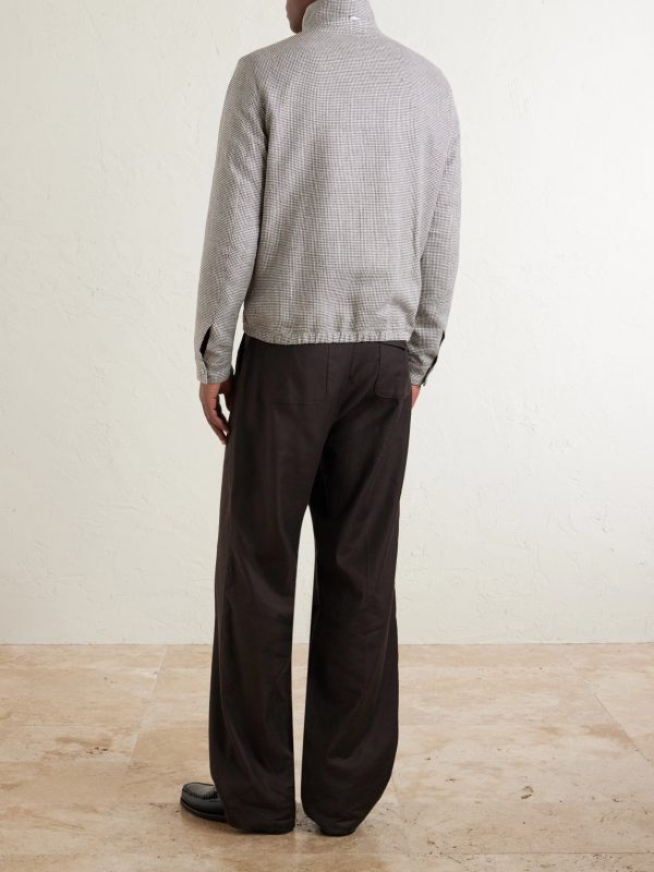 Houndstooth Linen-Blend Bomber Jacket - BK
