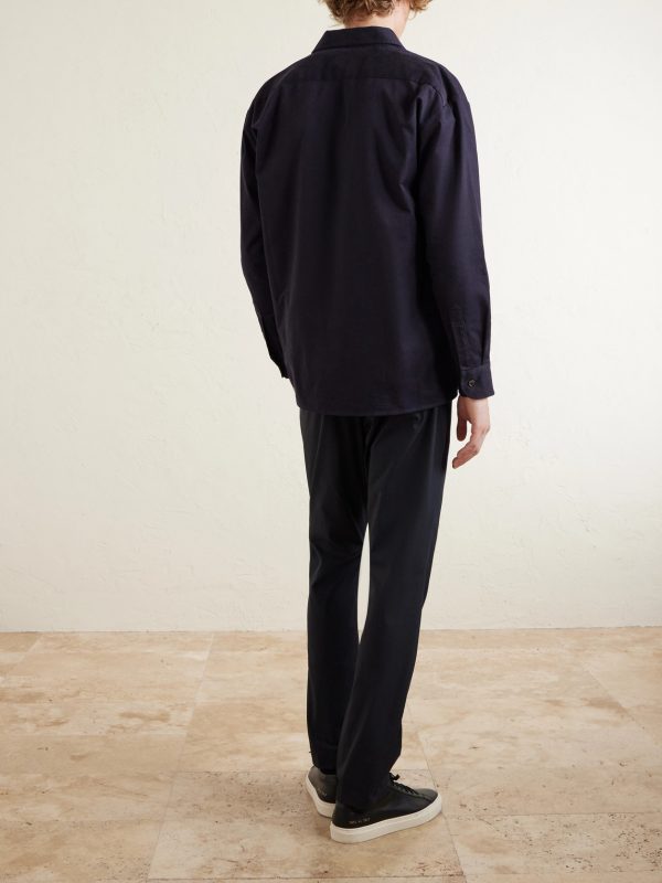 Tapered Pleated Stretch-Twill Trousers - BK