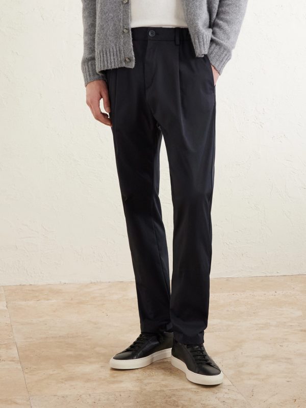 Tapered Pleated Stretch-Twill Trousers - FR