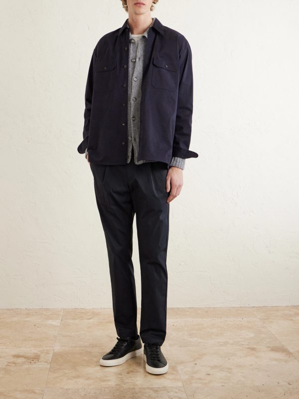 Tapered Pleated Stretch-Twill Trousers - OU