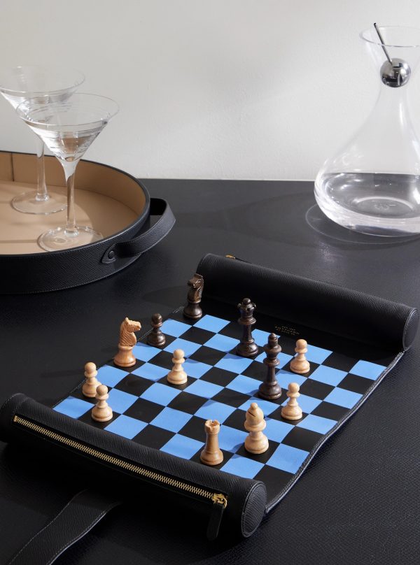 Panama Cross-Grain Leather Chess Set - OU